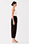 Elastic Waist, Lace-Up, Pocketed, Front Paneled, Barrel Fit, Balloon Leg Trousers, Brown - 2