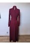 Women's long sleeve turtleneck dress with drop detail, belted waist, and slit - janjan crepe - 6