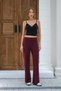 Burgundy Women's Modal Sweatpants with Elastic Waist and Wide Legs - 5