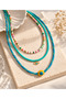 Colorful Evil Eye Beaded 3-Piece Necklace Set – Turquoise Beads, Colorful Disc and Braided String Necklace – Summer Layered Necklace Combination - 3