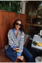 Zipper Collar Detailed Striped Long Sleeve Knitwear - 2