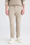 Ds Damat Relaxed Fit (Pile-Free) Beige Striped Jogger Pants