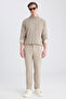 Ds Damat Relaxed Fit (Pile-Free) Beige Striped Jogger Pants - 4