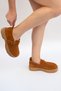 5513 Eren Shoes&Bag Genuine Leather Suede Buckle Detailed Thick Soled Women's Casual Shoes Real Leather Suede Tan - 6