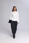 Women's White Waist Accent Corset Formed Long Sleeve Shirt - 3