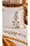 Zerdal Flora Embroidered 100% Cotton Runner 7 Piece Modern Double Duvet Cover Set - 4