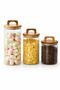 Set of 3 Borosilicate Striped Glass Jars with Acacia Lids – Different Size Storage Containers for Dry Foods, Coffee, and Legumes - 5