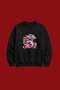 Women's Black Oversize Sweatshirt with Money Bag Print, Crew Neck Streetwear - 2