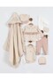 Rabbit Embroidered Floral 10-Piece Baby Girl Hospital Outfit Set - Beige - 2