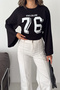 Women's 76 Printed Oversize Blouse Wide Sleeve Crew Neck Loose Top - 5