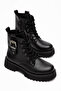 Black Buckle Accessory Lace-Up Boots Women's Shoes Fantastic