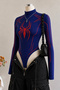 Spin Navy Blue Spider Digital Printed High Collar Long Sleeve Snap Fastener Detailed Bodysuit - 4