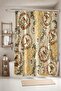 Yellow Floral Embroidered Birds Patterned Bathroom Curtain, Shower Curtain, Bathtub Curtain 175X200Cm