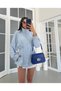 Blue Striped Hooded Waterproof Coat - 1772