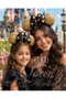 Premium Luxury Minnie Mouse Fluffy Sequined Satin with Sequin Ears Bow Gold Black Party Crown Women Kids Tiara - 2