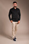 Men's Black Patterned Polo Neck Tricot - 2