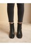 Women's Black Leather Blunt Toe 5cm Heel Length Comfortable Fit - 4
