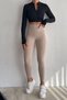 Women's High Waist Gathering Double Pocket Leggings Fitness Leggings 6003 - 4