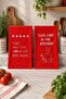 Set of 2 Red Kitchen Towels – Decorative Kitchen Cloths with Chef-Themed Text Prints - 2