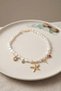 Gold Color Sea-Themed Charm Detailed Pearl Necklace - 2