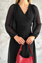 Belt Detailed Lined Pompom Chiffon Dress Black - 3