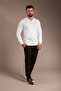Men's White Patterned Polo Neck Tricot - 2