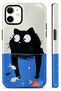 iPhone 11 Compatible - Cat Chasing Fish Double Layer Cover, Glossy Surface Protective Glossy Touch Case