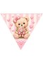 Pink Teddy Bear Triangle Pennant Set of 10 – 14X12 cm Birthday Party Decoration - 4