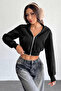 Nawly Black Winter Oversize 3 Thread Hooded Thick Sweatshirt with Kangaroo Pocket and Zipper Cardigan - 4