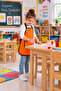 Orange Kids Apron with Pockets Painting Activity Apron Washable Nursery Kindergarten Kitchen Painting Apron Liquid Proof for 5-10 Years - 2