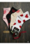 Large Heart Patterned Cotton College Socks 4 Pairs - 3