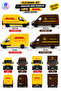Die Cast Mercedes-Benz Sprinter Cargo Car Set of 4 12.5cm 13cm – 1:48 Scale Metal Pull-Open Door Pull and Drop Ups Dhl Model Car - 3