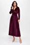 Long Pleated Velvet Dress Plum
