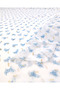 White with Blue Flowers and Gold Glitter Crinkle Chiffon Fabric for Dresses & Pareoles Width: 145cm - 4