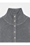 10686 High Collar Buttoned Knit Sweater-Smoked - 8