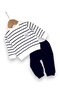Baby Boy Seasonal Striped 6-9-12-18 Months 2 Thread Top and Bottom 100% Cotton 2-Piece Set - 2