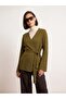 61002 Double-Breasted Belted Wool Blend Knitwear Cardigan-Oil Green - 3
