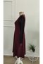Women's Long Sleeve V Lace Collar Short Janjan Crepe Dress - 5
