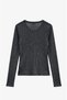 Black Sparkle Glitter Crew Neck Blouse - 5