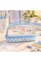 Large Volume Zippered Japanese Korean Style Transparent Water-Resistant Pen Holder with Handle Easy to Clean Plaid Pattern Rabbit Cat Teddy Bear Children's Pencil Case Bag