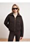 61003 Wool Blend Zippered Knitwear Cardigan-Dark Brown - 5