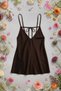 Aci Brown Color Satin Nightgown with Lace Detail on the Chest - 4