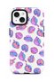 متوافق مع iPhone 15 - تصميم القطط باللونين الأرجواني والأزرق، غطاء مزدوج الطبقات، غلاف حماية ذو سطح لامع
