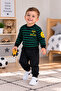 Boys' Tracksuit Set Black Green Striped Printed Sweatshirt and Jogger Pants 2-Piece - 3