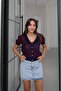 Navy Blue Openwork Striped Knitted Cardigan - 2