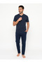 Men's Short Sleeved Patterned Pajama Set - 5