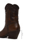 Women's Brown Short Thick Heeled Leather Cowboy Boots Wf190010Dv - 4
