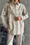 Women's Front Beaded Embroidered Denim Oversize Shirt
