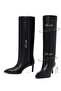 Women's Black Thin Heeled Leather Boots Af530006Dv - 4