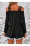 Modern Touch - Women's Off-Shoulder Multi-Strap Detailed Long Sleeve Viscose Blouse |   Egd-44064 - 4